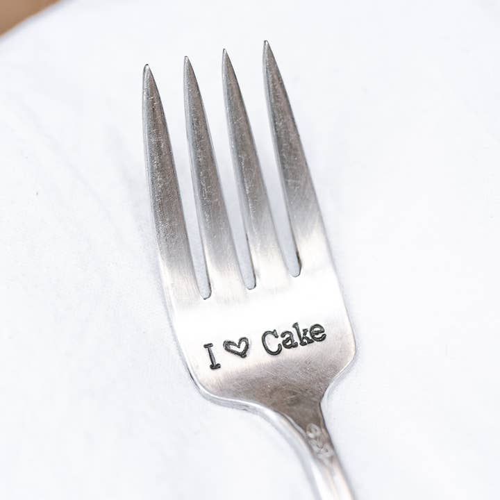 I Love Cake - Silver Plate Fork Birthday Love for wholesale by Junk Girls