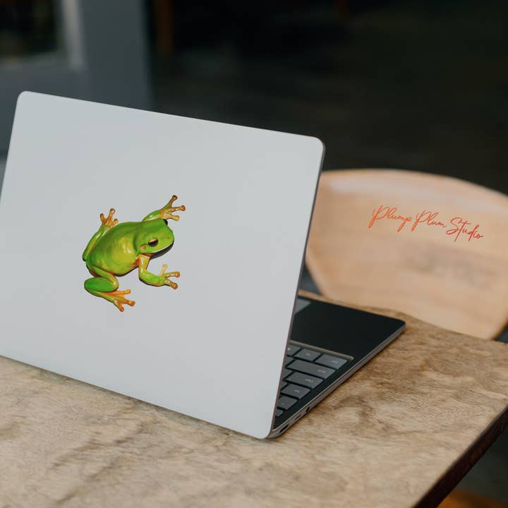Plump Plum Studio - Vendita all'ingrosso Adesivo - Adesivo a forma di rana verde australiana, adesivo Green Tree Frog, i5