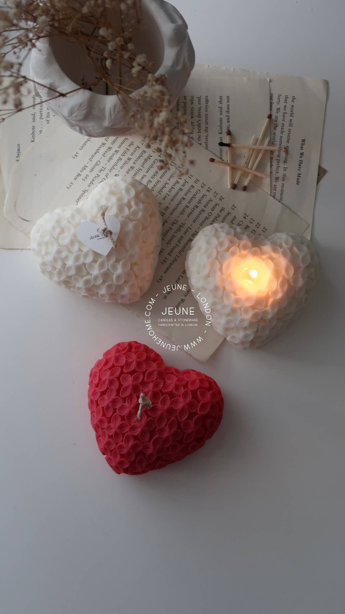 Jeune Home – wholesale Novelty candle – Heart candle with botanical details5