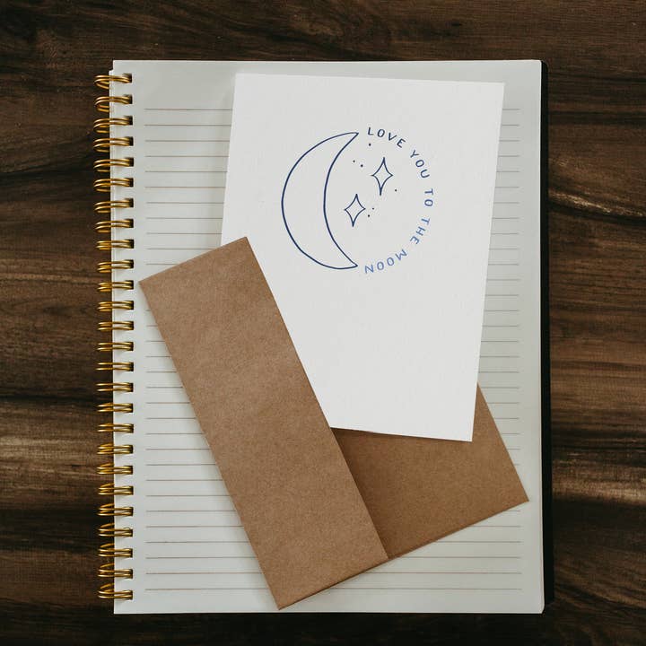 Love you to the Moon | Love Card for wholesale by Highland Park Paper Co