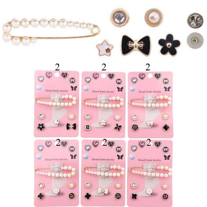 Sensibling Corp. - Wholesale Shoe Jewelry - Women's - Flower Enamel Bow Star Flower Pin Trendy Slouch Socks Charms