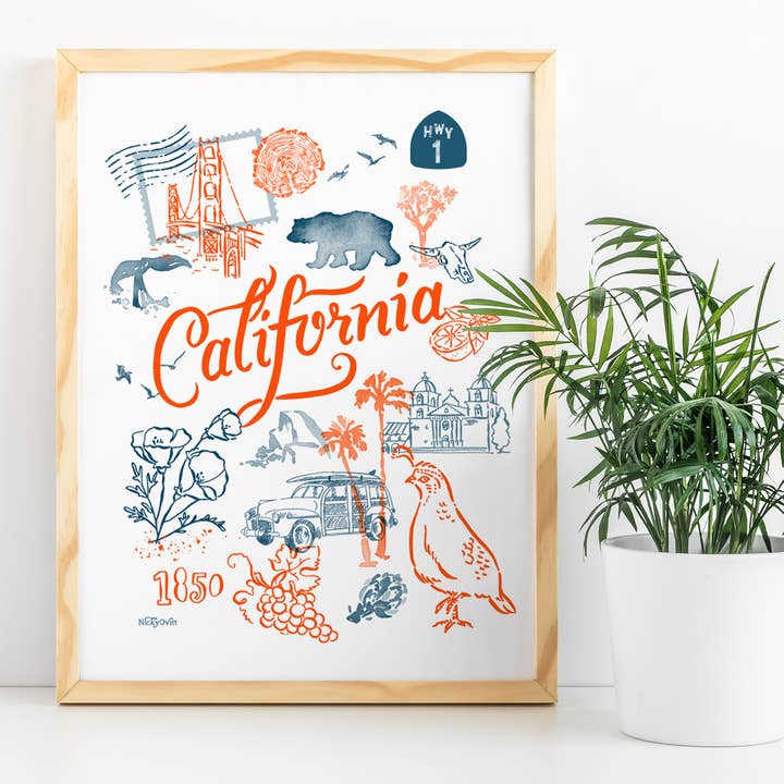 California Print for wholesale by Nicky Ovitt Gifts & Goods