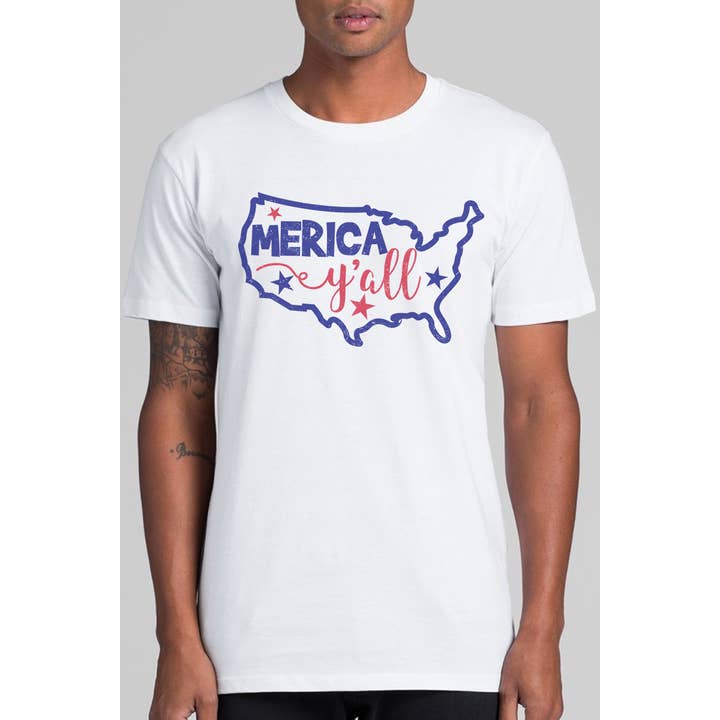 Merica Y'all 4th Of July Map Tee for engroshandel hos Bella Me