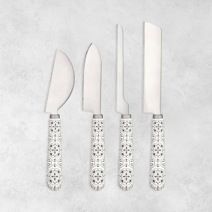 Twine - Wholesale Cheese Spreader - Stainless Steel and Ceramic Tile Cheese Knives Set of 43