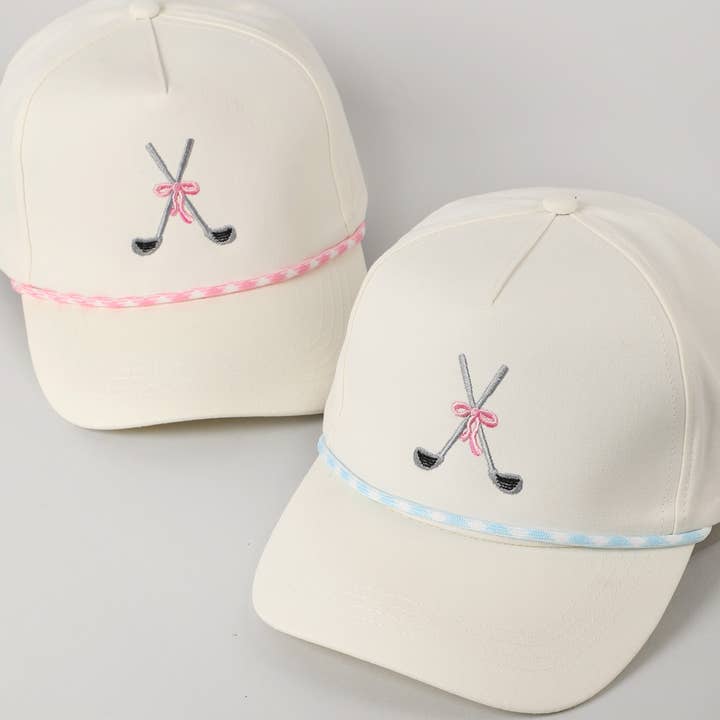 Fashion City - Wholesale Trucker Hat - Unisex - Golf Clubs with Ribbon Embroidered Trucker Hat