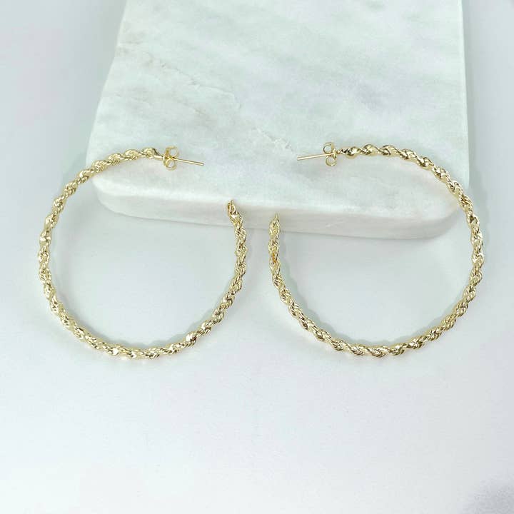 18k Gold Filled 55mm Twisted C-Hoop Earrings for wholesale by Luxus Accessories