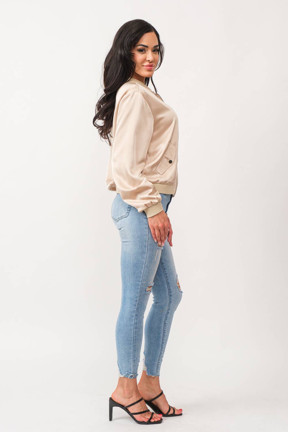 Tea & Cup - Wholesale Bomber Jacket - Women's - Satin zip up bomber jacket8