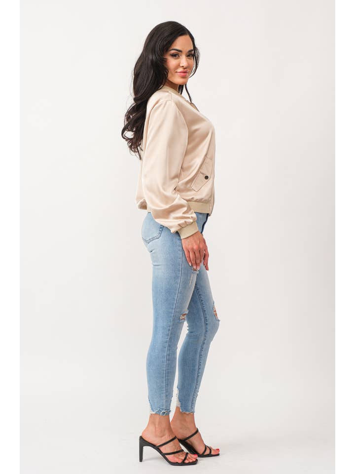 Tea & Cup - Wholesale Bomber Jacket - Women's - Satin zip up bomber jacket8
