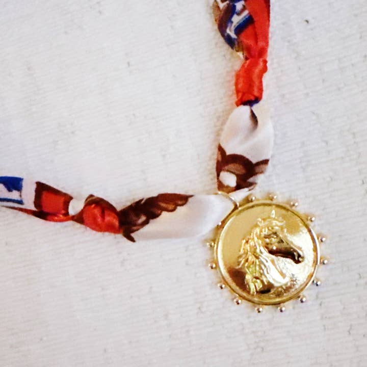 Ellison+Young - Wholesale Pendant/Charm Necklace - Luxe Print Medallion Pendant Scarf Necklace4