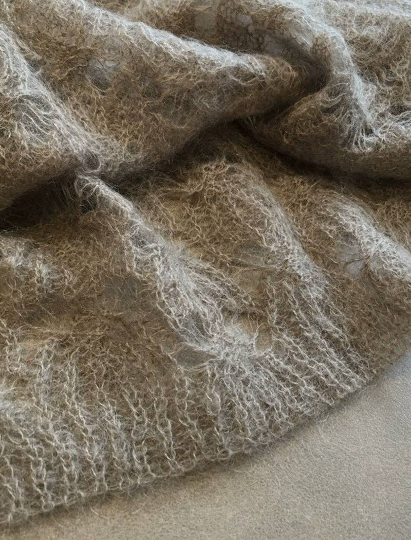 KHAKI Open-Knit Loose Sweater for wholesale on Faire2