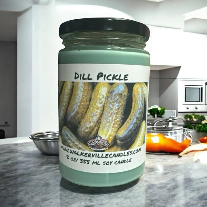 Candela di soia al cocco da 12 oz ecologica al gusto di sottaceto all'aneto per la vendita all'ingrosso da parte di Walkerville Candles