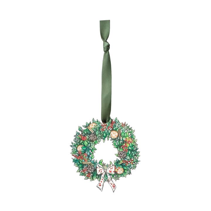 Wreath Christmas Tree Decoration - Wooden Ornament for wholesale by Lottie Murphy
