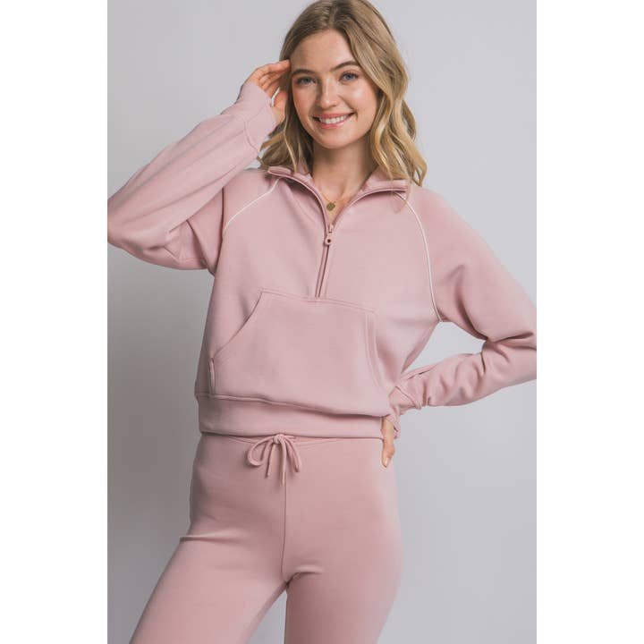 Sweat-shirt à demi-fermeture éclair avec passepoil contrastant pour la vente par HiteJeans