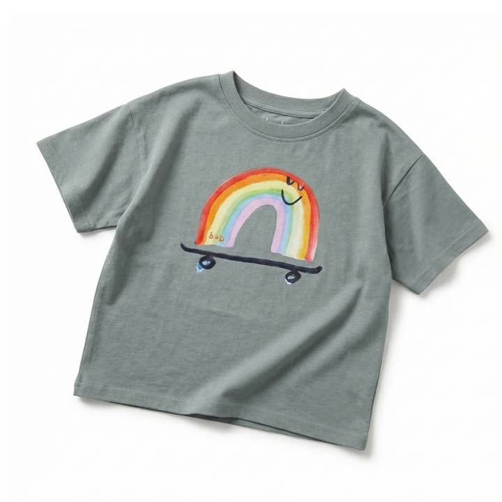Rainbow Skateboard Tee – Organic Kids Tee (6–12m to 4y) for wholesale by bug + bean kids