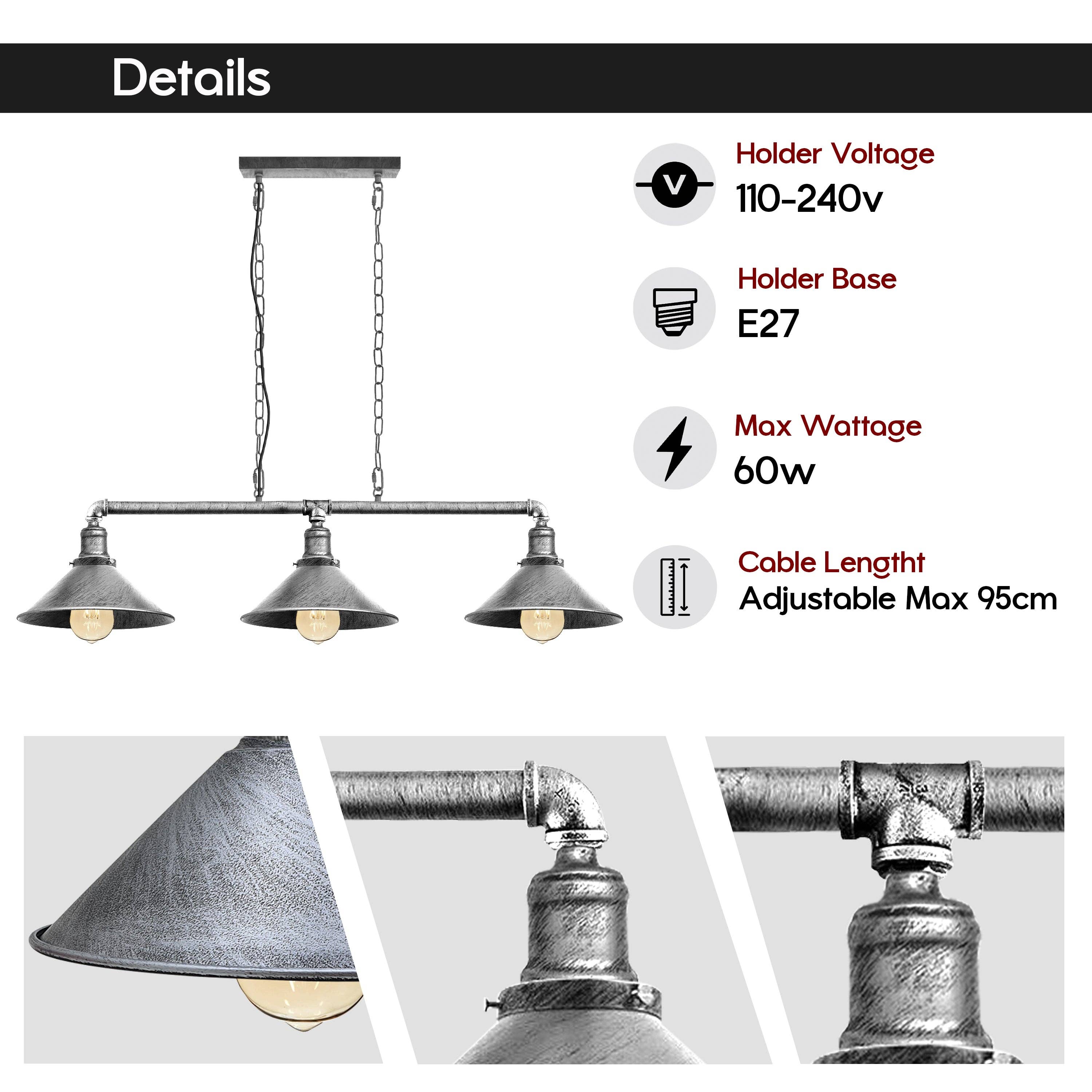 Ledsone – wholesale Chandelier/hanging light – Industrial Steampunk 3 Way Ceiling Lights Black ~9011