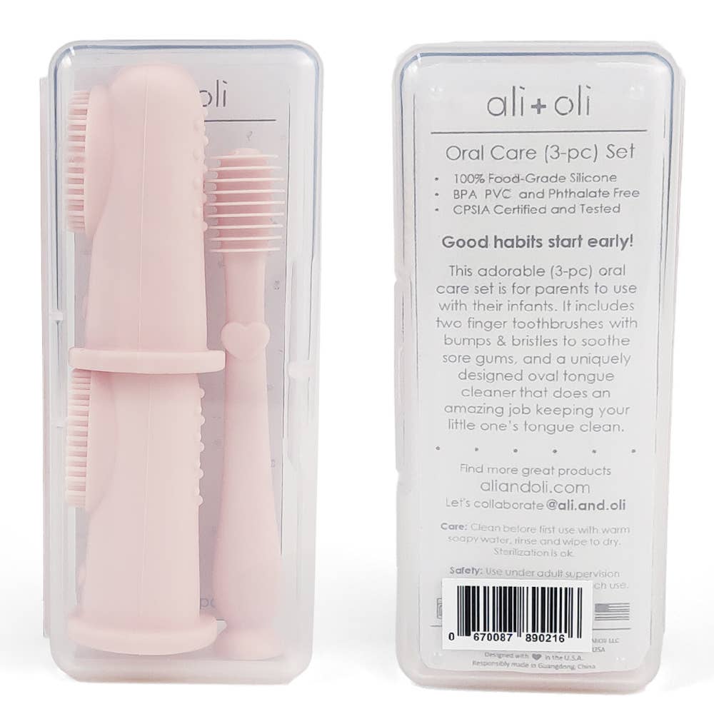 Ali+Oli - Wholesale Toothbrush - Kids & Baby - Baby Finger Toothbrush & Tongue Cleaner Oral Set 3m+ (Blush)8