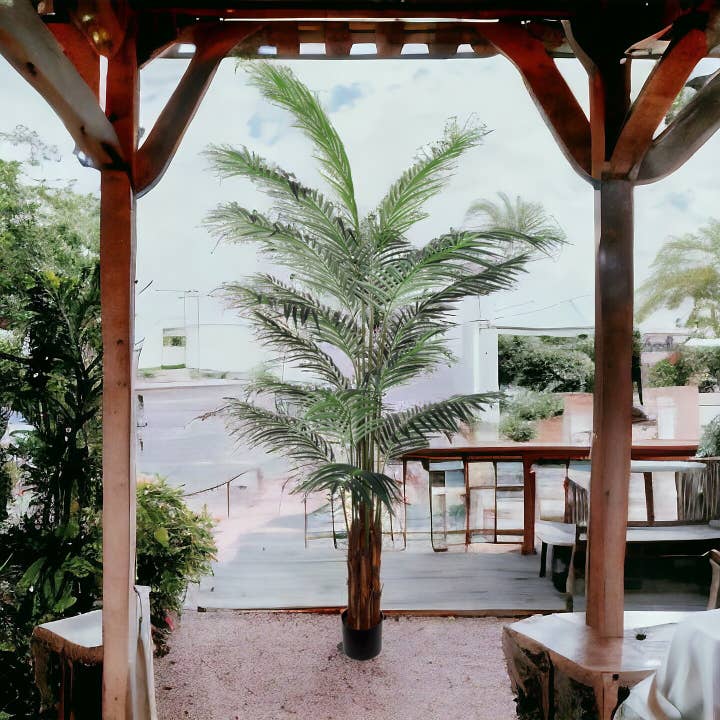 2,1 m Areca-palme i sort potte med 739 realistiske blade for engroshandel hos Larksilk