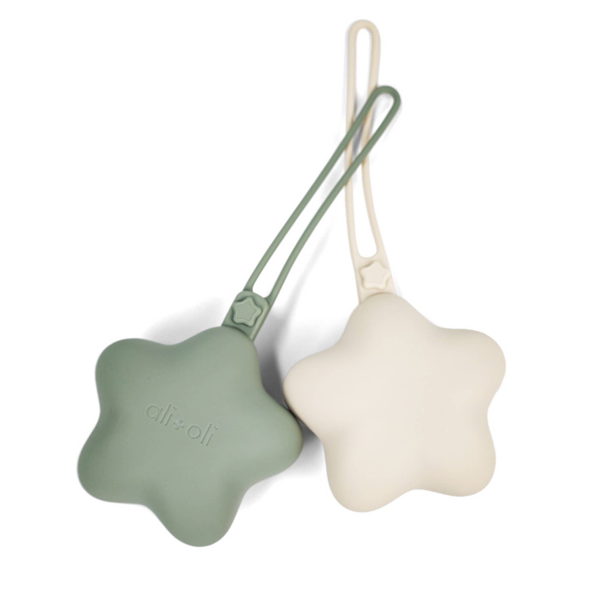 Ali+Oli - Wholesale Pacifier - Baby - Ali+Oli Silicone Pacifier Case 2-pack Star (Sage-Sand)3