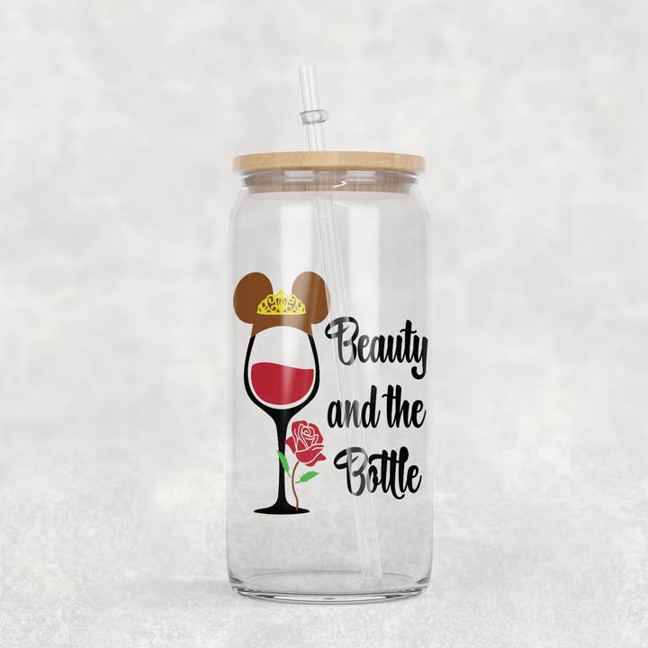 Smile Graphics and Design - Wholesale Drinking glass/cup - Beauty and Bottle Glass Cup with clear straw and bamboo lid