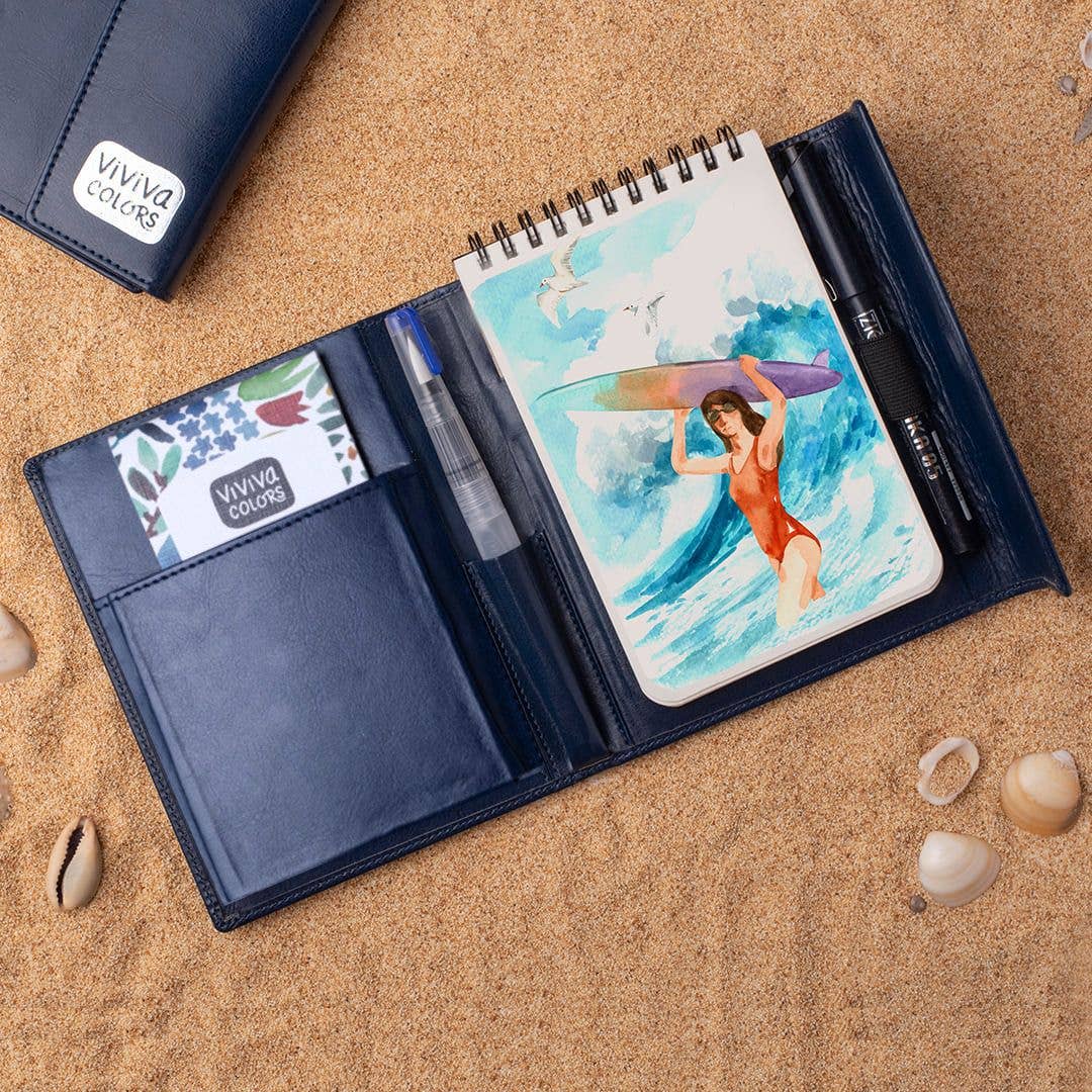 Viviva Colors – wholesale Paint set – A6 Travel Paint Kit - Vegan Leather| Handcrafted| Portable1