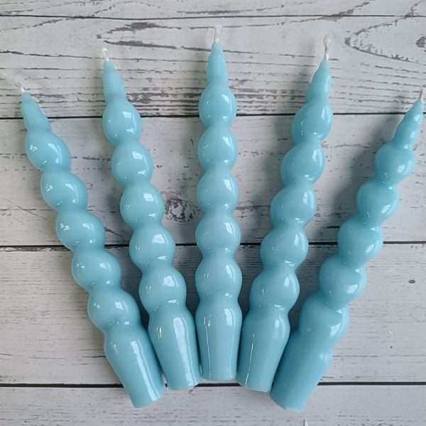 2er-Pack blaue 7-Zoll-Feier-Kerzen, handgefertigt, spiralförmig, konisch für den Großhandel von Candles Meta