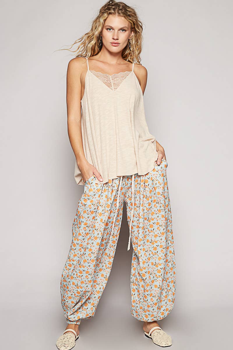 Pol Clothing - Wholesale Tank Top - Women's - Vintage washed v-neck sleeveless lace tank top SALE14