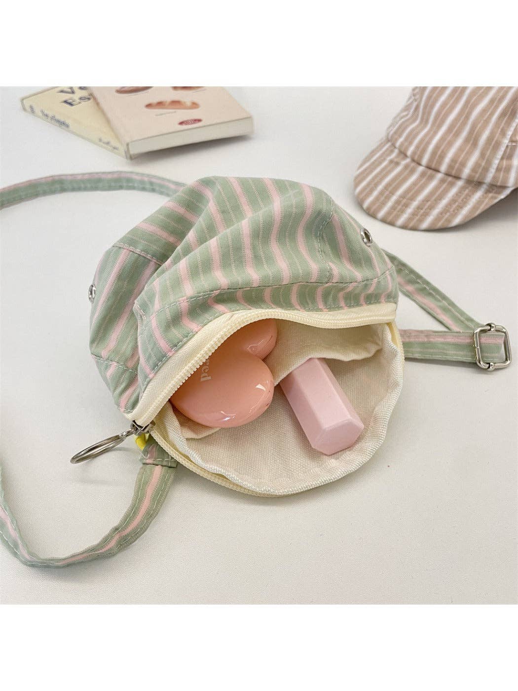 Funkyrel® Atzbranding Limited - Wholesale Crossbody Bag - Women's - Cosbai – Retro Stripe Hat-Shaped Crossbody Bag8