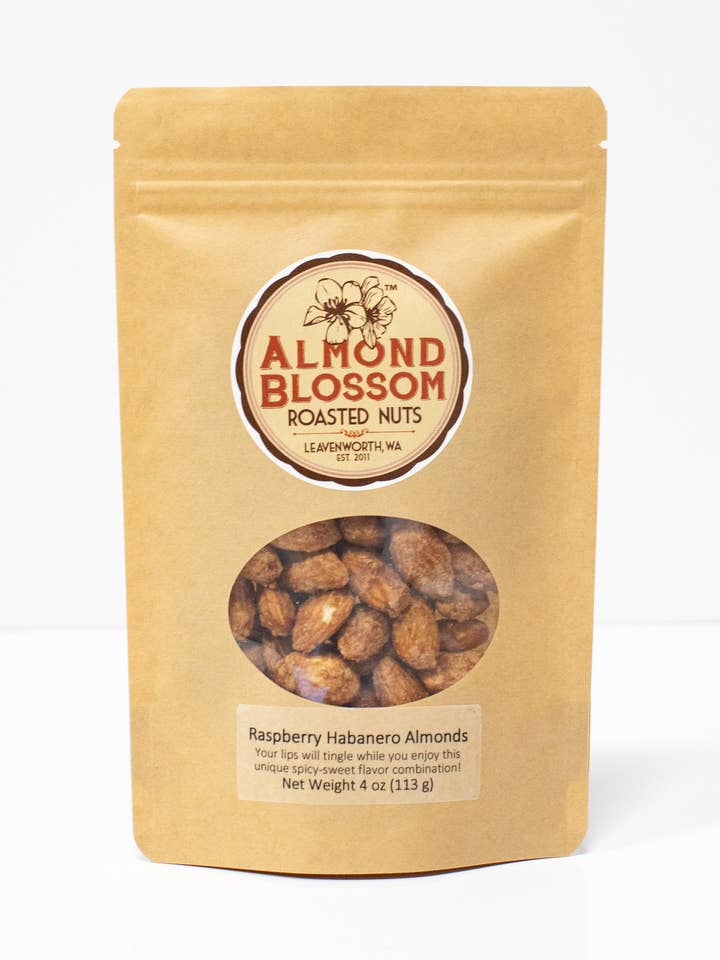 Raspberry Habanero Almonds for wholesale by Almond Blossom Roasted Nuts