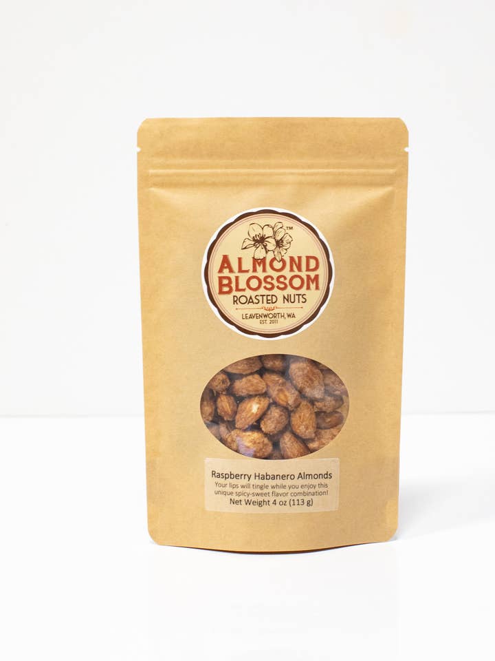 Raspberry Habanero Almonds for wholesale by Almond Blossom Roasted Nuts