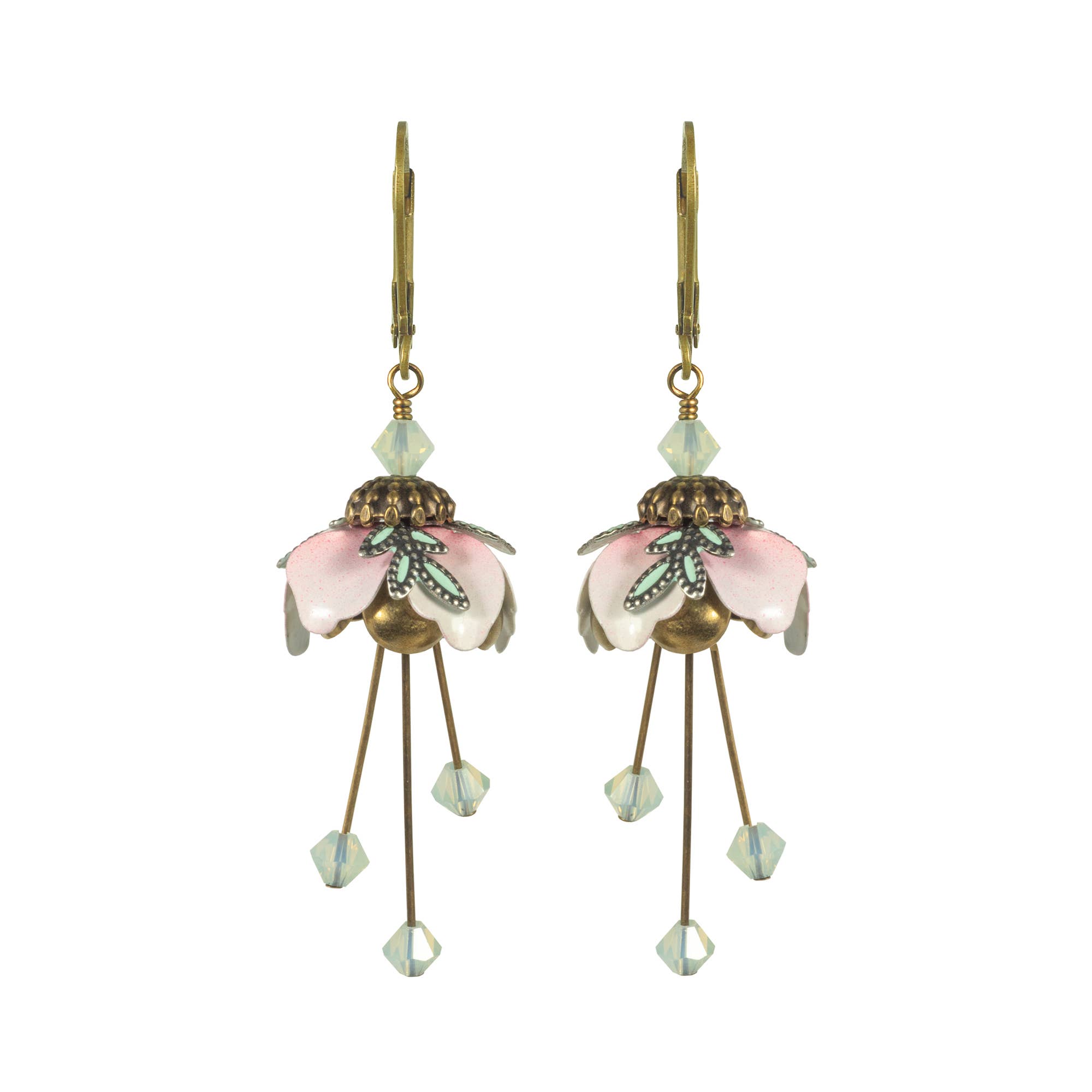 NoMonet - Wholesale Dangle Earrings - Flower Fairy: Painted Sakura Cherry Blossom Earrings Crystal