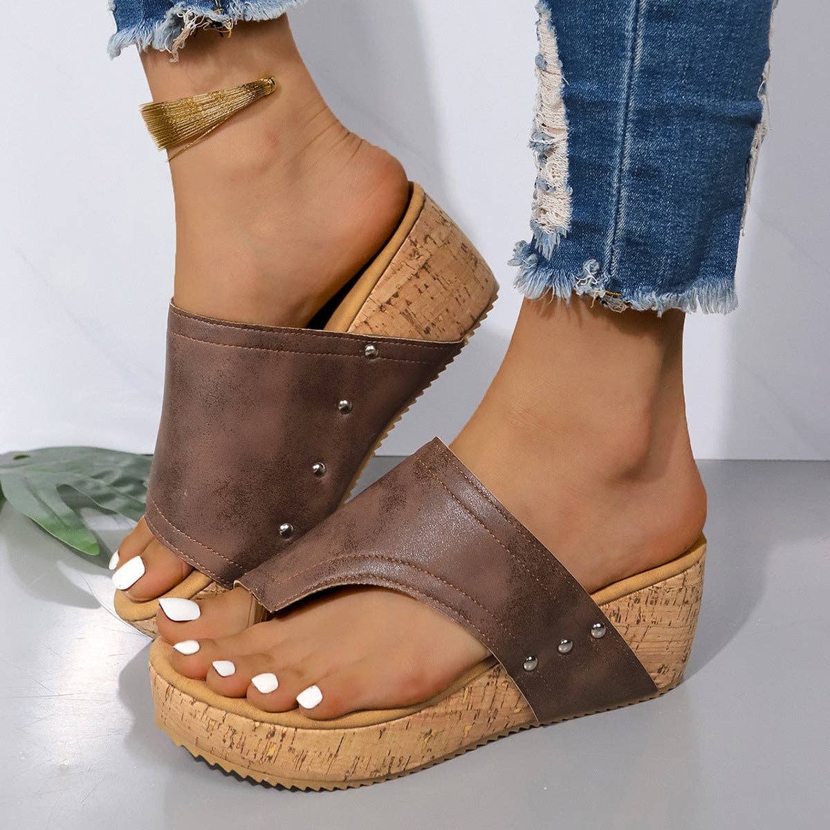 Beyond Apparel - Wholesale Sandals - Women's - PU Leather Wedge Sandals5