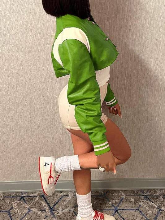 Fashion Combination - Wholesale Varsity/Baseball Jacket - Women's - faux leather cropped jacket11