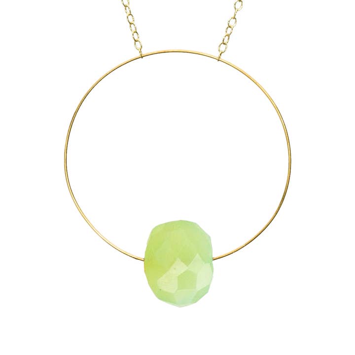 Circle Pendant Necklace with hand-cut Gemstones for wholesale by Melissa McArthur - Jewellery Made in London