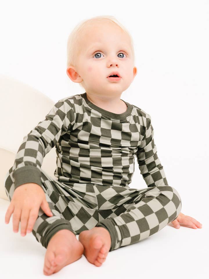 Little One Shop - Wholesale Top & Pant Set - Baby - Pine Checkered Bamboo Set5