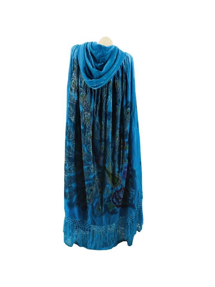Western Fashion - Wholesale Cape - Women's - 8482 - Beaded Velvet Victorian Peacock Cape