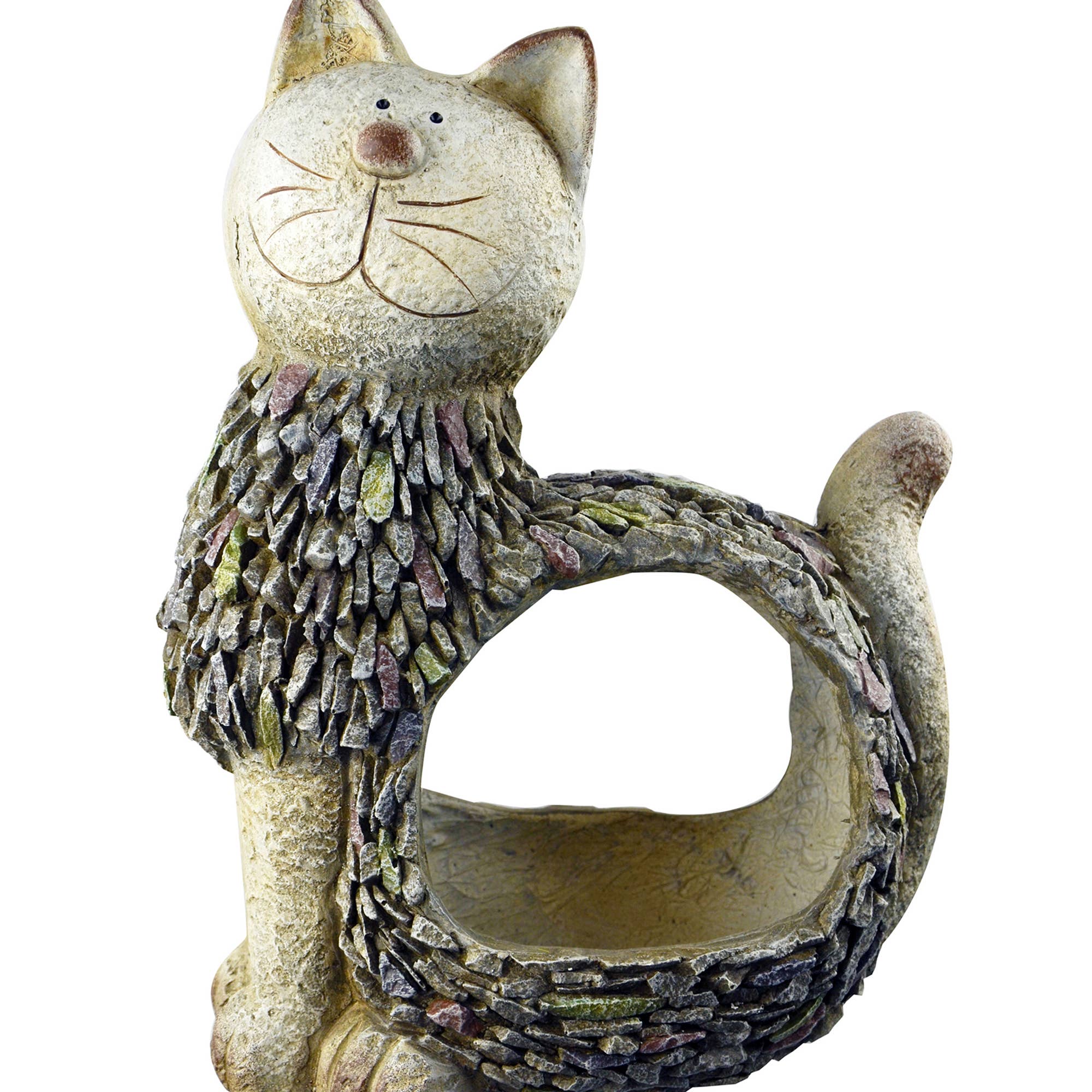 RCS Gifts - Wholesale Plant Pot - Cat Planter w/ Faux Stone Detailing (enclosed)0