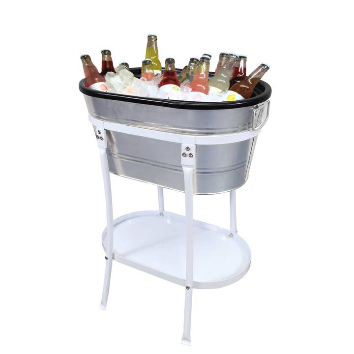 Tub with Stand Ice Bucket Party Mobile Drink Beverage Rack Station Refreshment 12176+21844 for wholesale by FIXTUREDISPLAYS