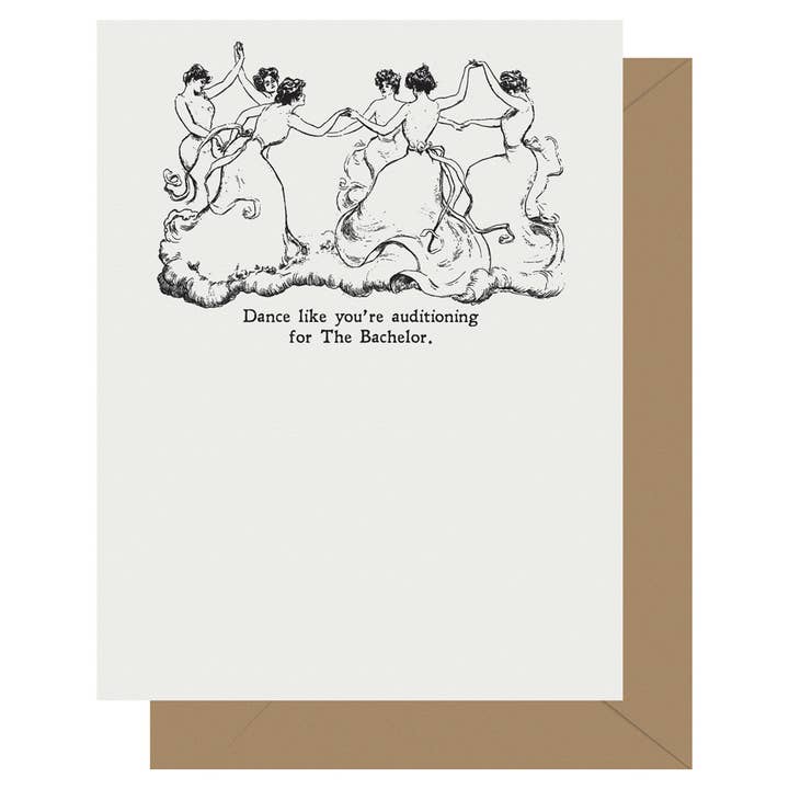 Letterpress Jess - Wholesale Everyday Greeting Card - Gibson Girl Dance Letterpress Greeting Card