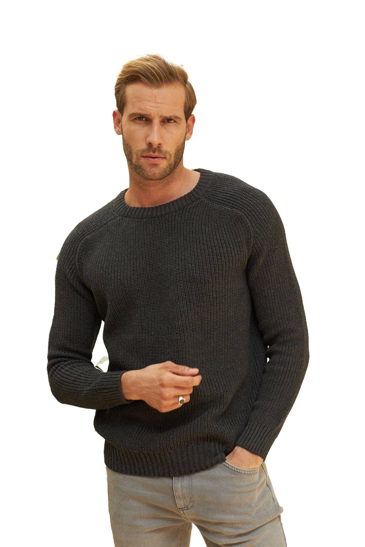 Wear Sierra - Wholesale Knit Sweater - Men's - Men's Long Sleeve Crewneck Mid-Weight Pullover Sweater36