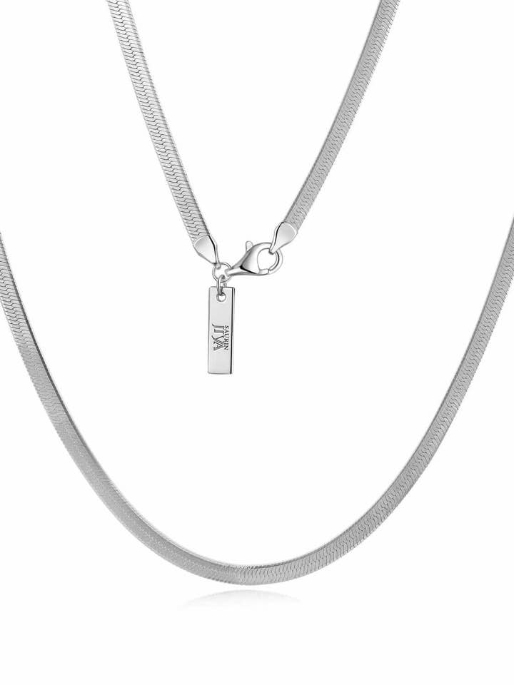 24K White Gold Herringbone Chain - 3mm for wholesale by Saurin Jiya