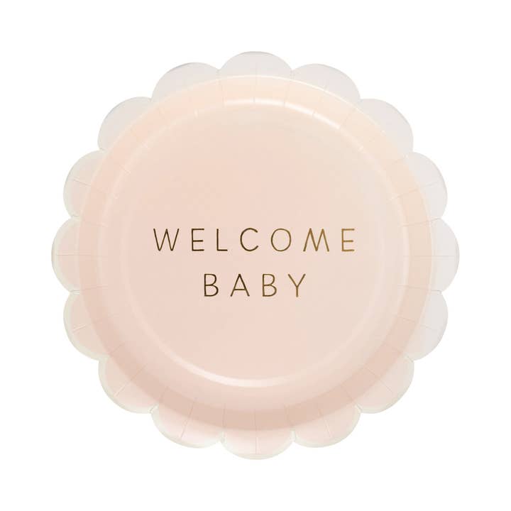 BAB1141 - Welcome Baby Pink Plate for wholesale by My Mind’s Eye