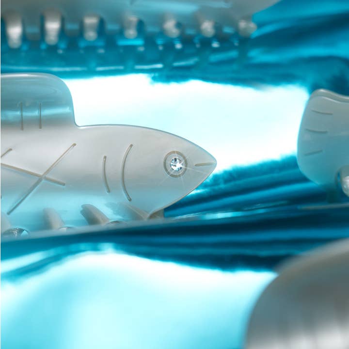 WINONA IRENE - Wholesale Hair Clip - Women's - Herring Fish Silver Acetate Hair Claw with Rhinestone Eye10