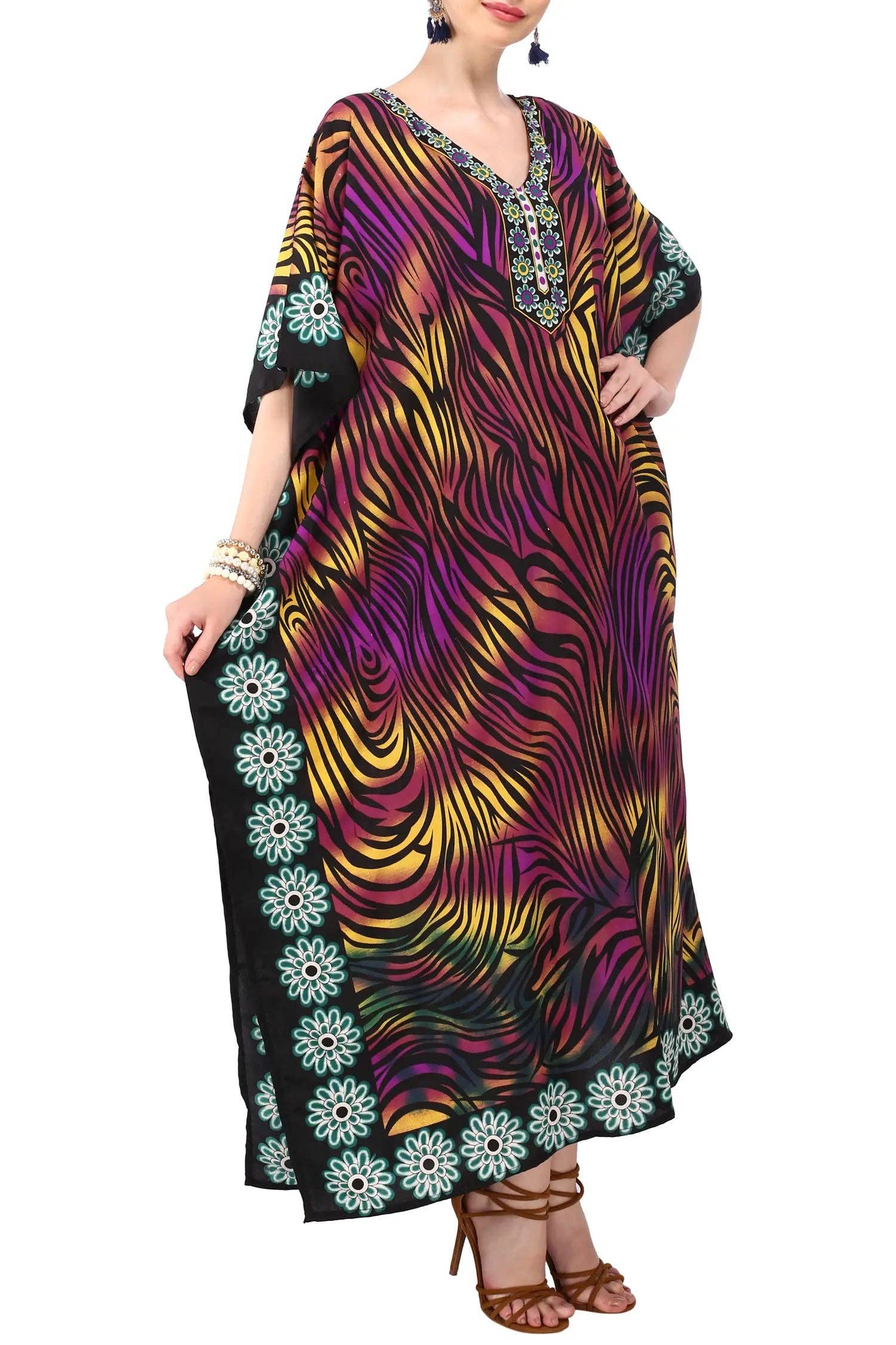 Miss Lavish London - Wholesale Kaftan - Women's - Women Long Kaftan Summer Caftan Dress, 2 Colors S-3XL, 6015