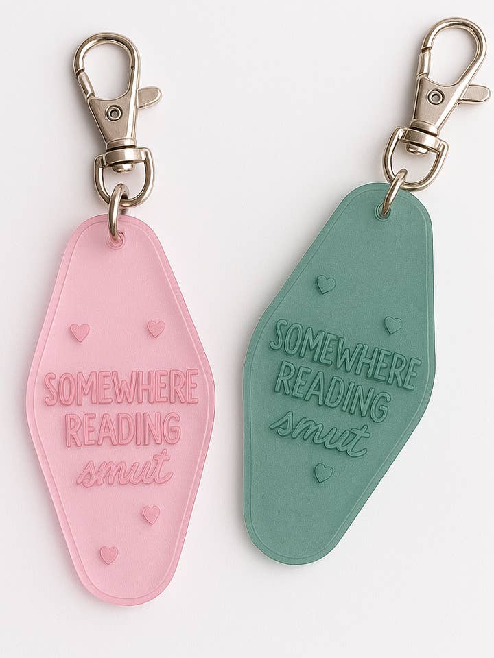 Somewhere Reading Smut Motel Keychain for wholesale by Luna B Jewelry