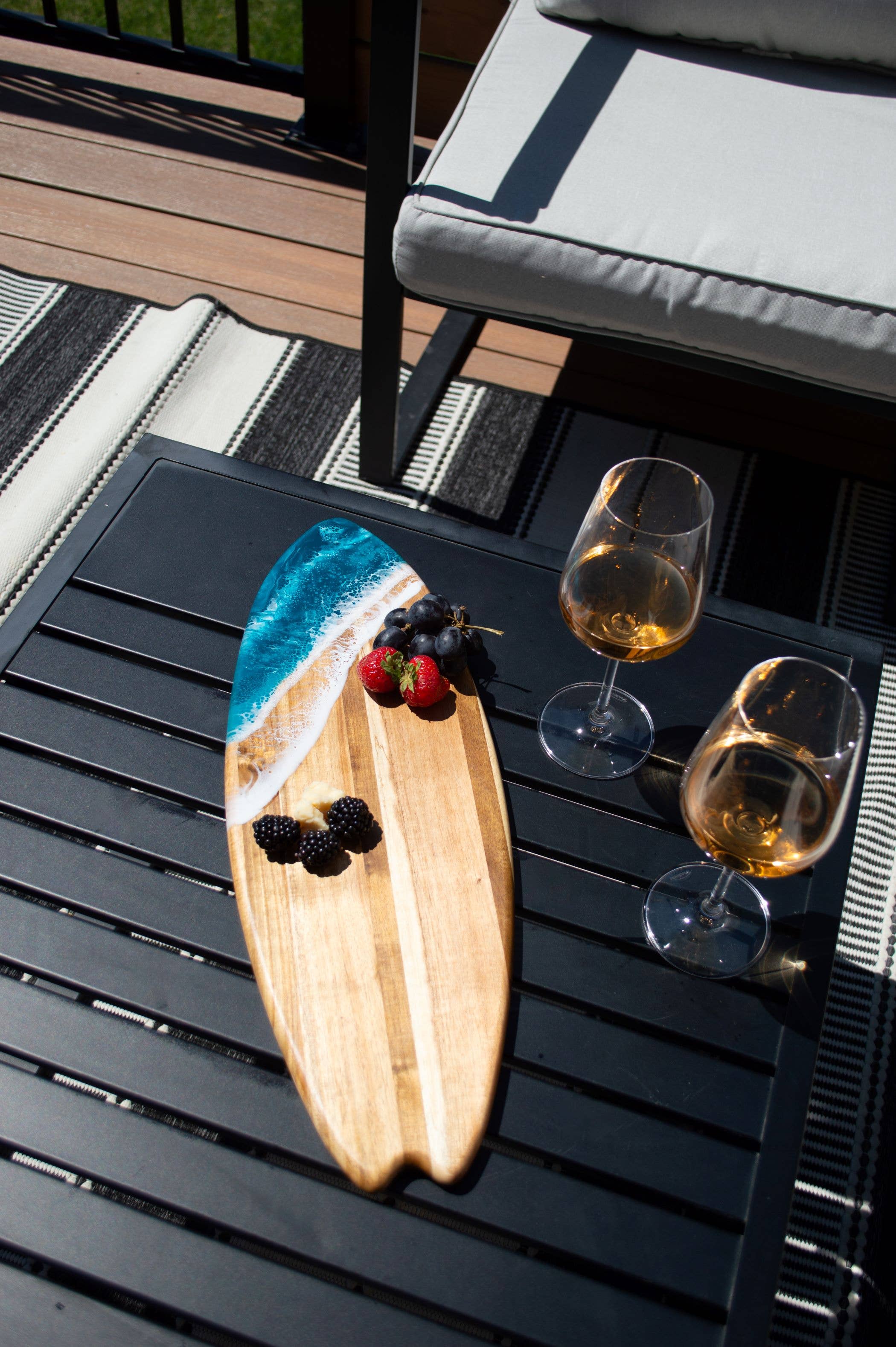 Lynn & Liana Designs - Wholesale Cheese Board - Resin-Accented Surfboard Shaped Charcuterie Board NO TARIFFS1