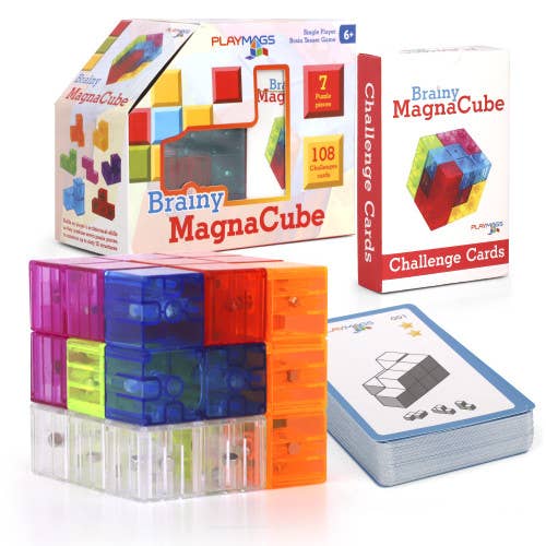The Toy Group - Wholesale Building Set - Kids - Playmags Brainy with Brainy Challenge Cards, Building Blocks