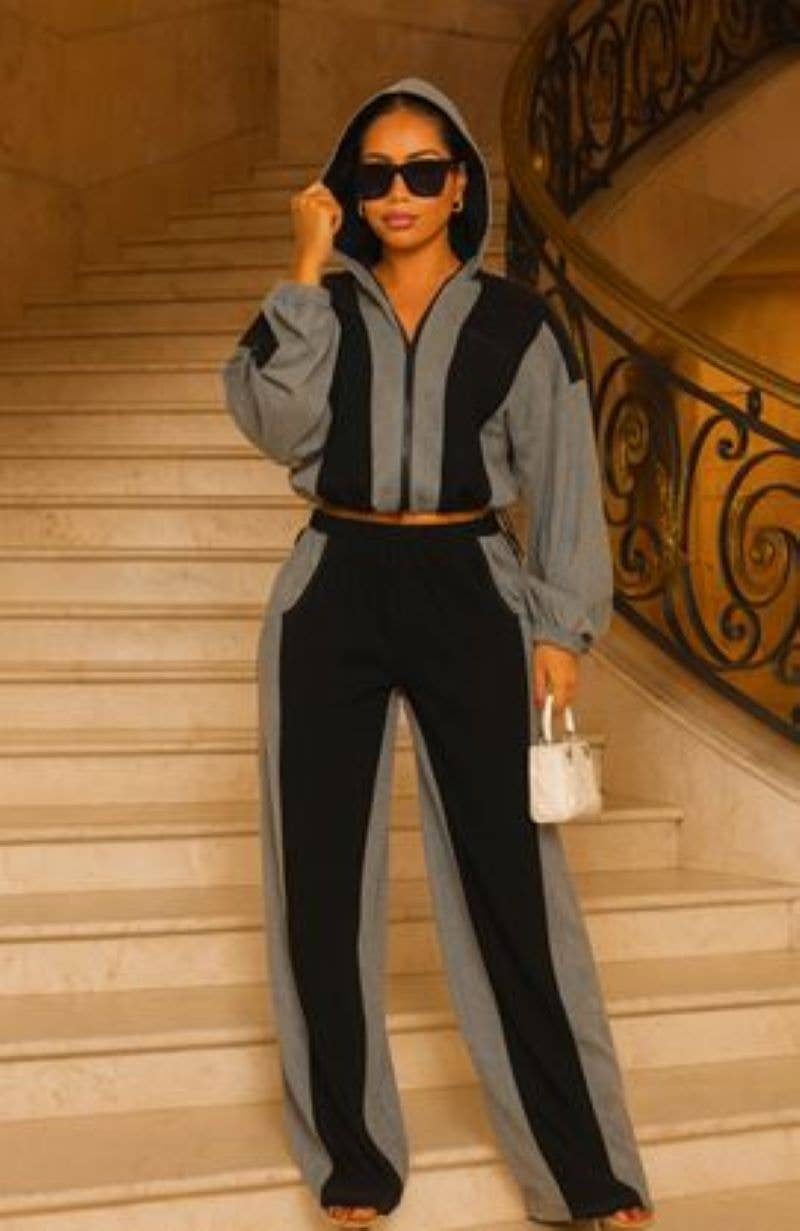 CAPSULLE - Venta al por mayor Conjuntos de top y pantalón (NO para estar en casa) - Mujer - CONJUNTO DE PANTALONES RECTOS A BLOQUES DE COLOR7