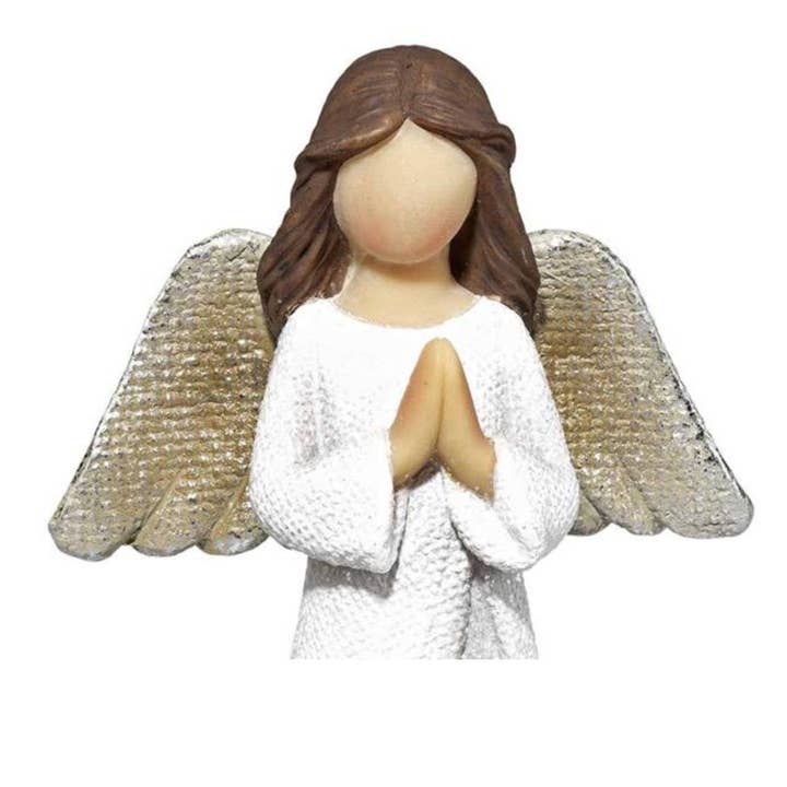 Dicksons - Wholesale Decorative Figurine - ANGEL WHITE WITH PRAYING HANDS GLITTER