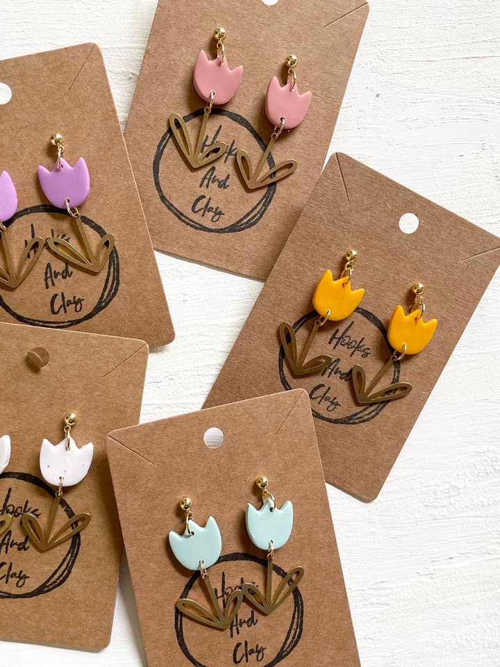 Tulipes de printemps - argile polymère pour la vente par Hooks and Clay