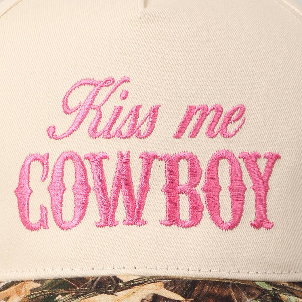 Fashion City - Wholesale Baseball Cap - Unisex - Kiss Me Cowboy Embroidery Two-Tone Cap14